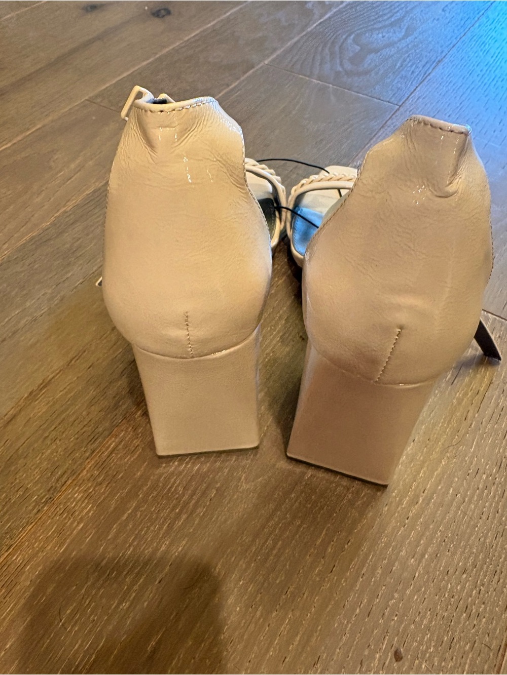 Worthington $60 NWT Nude Chain-Trim Block 3.5” Heel Sandals Sz 11 - Picture 5 of 10